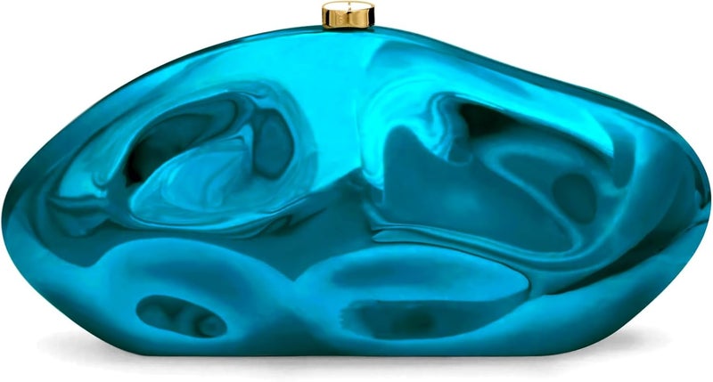 NEWROGENG Acrylic Clutch Purse for Women Evening Bag, Irregular Shell Acrylic Purse Box Clutch with Chain for Party Wedding Prom - Image 1